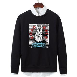 Long-sleeve Finger Printed Top