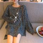 Glittered Loose-fit Sweater Black - One Size