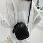 Woven Faux Leather Crossbody Bag Black - One Size