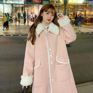 Fleece Trim Single Breasted Coat