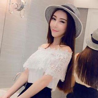 Off-shoulder Lace Knit Top