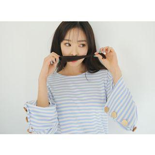 Button-detail Striped T-shirt