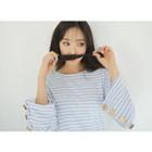 Button-detail Striped T-shirt