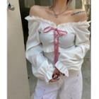 Long-sleeve Off-shoulder Cropped Blouse