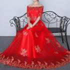 Embroidered Off-shoulder Wedding Dress