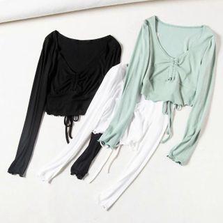 Flared-cuff Drawstring T-shirt