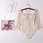 Puff-sleeve Lace Swimsuit