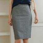 Plain / Check Midi Pencil Skirt