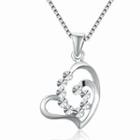 14k White Gold Openwork Diamond-cut Heart Necklace (16), Women Jewelry In Gift Box