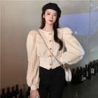 Puff-sleeve Button-up Cropped Jacket