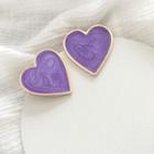 Alloy Heart Earring 1 Pair - Purple - One Size