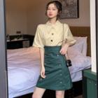 Elbow-sleeve Polo Shirt / A-line Skirt
