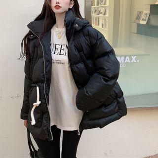 Cord-waist Hooded Padded Coat