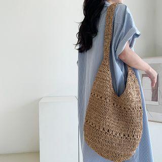 Faux-straw Hobo Bag