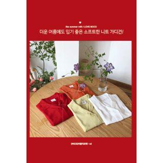 Open-placket Short-sleeve Cardigan