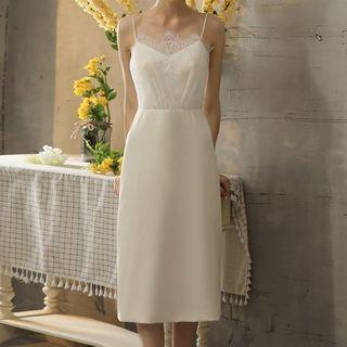 Spaghetti Strap Lace Trim A-line Cocktail Dress