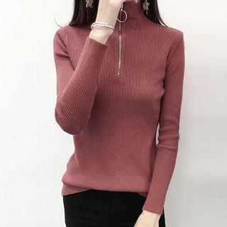 Half-zip Long-sleeve Knit Top
