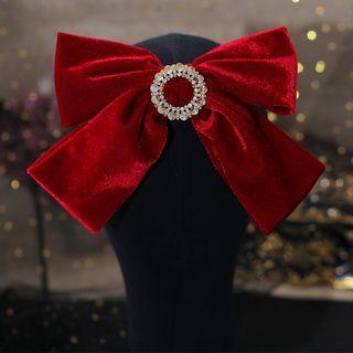 Bow Rhinestone Hair Clip Red - One Size