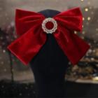 Bow Rhinestone Hair Clip Red - One Size