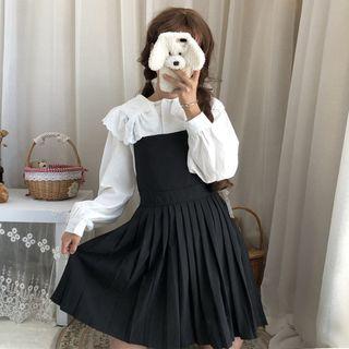 Lace Trim Blouse / Plain Jumper Dress