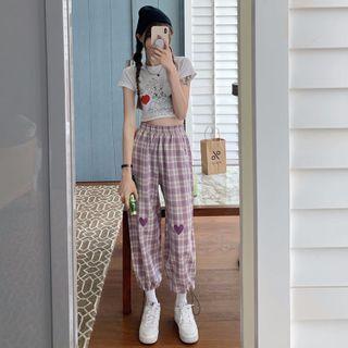 Check Embroidered Sweatpants