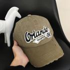 Embroidered Lettering Distressed Baseball Cap Adjustable - Army Green - One Size
