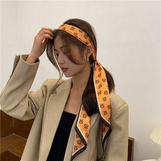 Plaid Trim Narrow Scarf