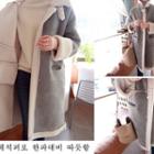 Buckled-neck Faux-shearling Coat Gray - One Size