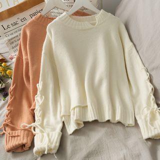 Cross Strap-sleeve Plain Sweater In 7 Colors