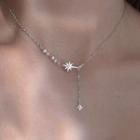 Star Beaded Necklace Silver - One Size