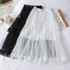 Layered Lace-trim Maxi Skirt