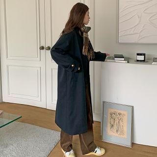 Golden-button Wool Blend Mac Coat