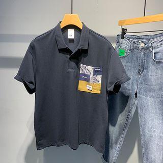 Short-sleeve Print Pocketed Polo Shirt