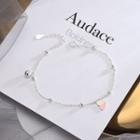 925 Sterling Silver Heart Bracelet Brs108 - White & Pink Heart - Silver - One Size