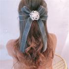 Ribbon Hair Clip White Faux Pearl - Black - One Size