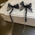 Lace Bow Drop Earring 1 Pair - Black - One Size