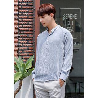 Mandarin-collar Raglan-sleeve Shirt