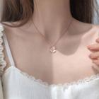 925 Sterling Silver Flower Pendant Necklace Clover - One Size