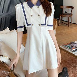 Sailor-collar Elbow-sleeve Dress