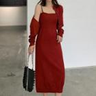 Spaghetti Strap Smocked Midi Knit Dress