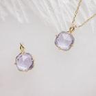Sterling Silver Gemstone Necklace Purple Pendant - Gold - One Size