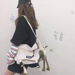 Mesh Pocket Snap Buckle Crossbody Bag