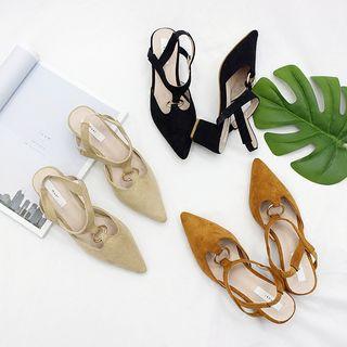 Low-heel Slingback Pointy-toe Sandals