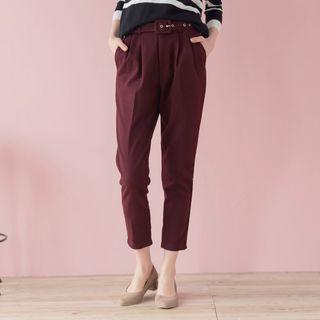 Belted Cropped Tapered Pants