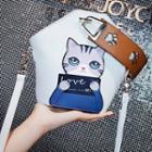 Faux-leather Print Cross Bag