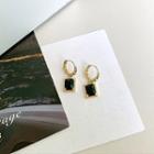 Faux Crystal Alloy Dangle Earring 1 Pair - Black Faux Crystal - Gold - One Size