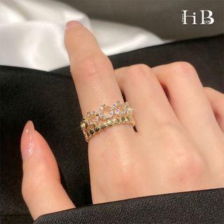 Rhinestone Alloy Layered Ring Silver Rhinestone - Gold - One Size
