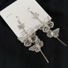 Butterfly Drop Earring 1 Pair - Silver - One Size