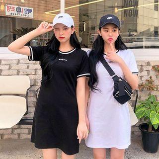 Mystic Contrast-trim Mini T-shirt Dress