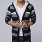Striped Hooded Knit Zip Jacket